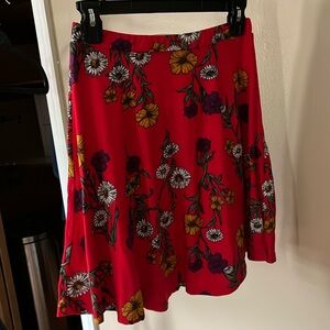 Red floral skirt